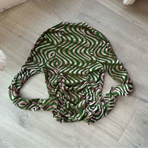 Green and Pink velvet mesh long sleeve - urban outfitters